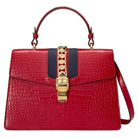 gucci sylvie red bag|Gucci sylvie top handle bag.